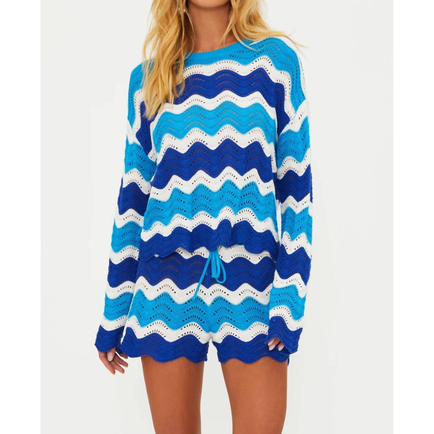 New Beach Riot Beach Sweater In Blue & White